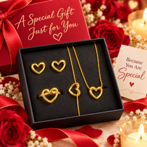 Golden Romance Heart 4-Piece Jewelry Set