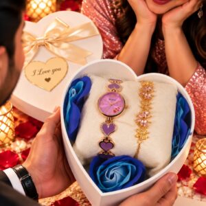 Women's Watch & Bracelet Gift Set(Purple-Rose Gold)