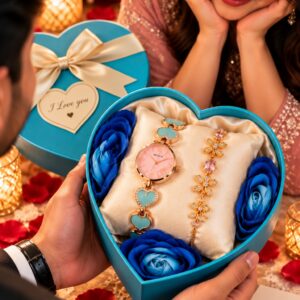 Women's Watch & Bracelet Gift Set(Blue-Pink-Rose Gold)